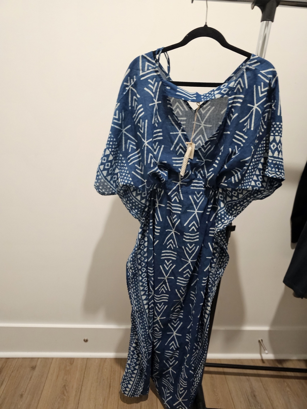 World Market Indigo Blue Printed Kaftan Dress